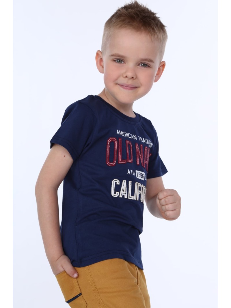 Boy\'s T-shirt with inscriptions, navy blue NDZ4481 - Online store - Boutique